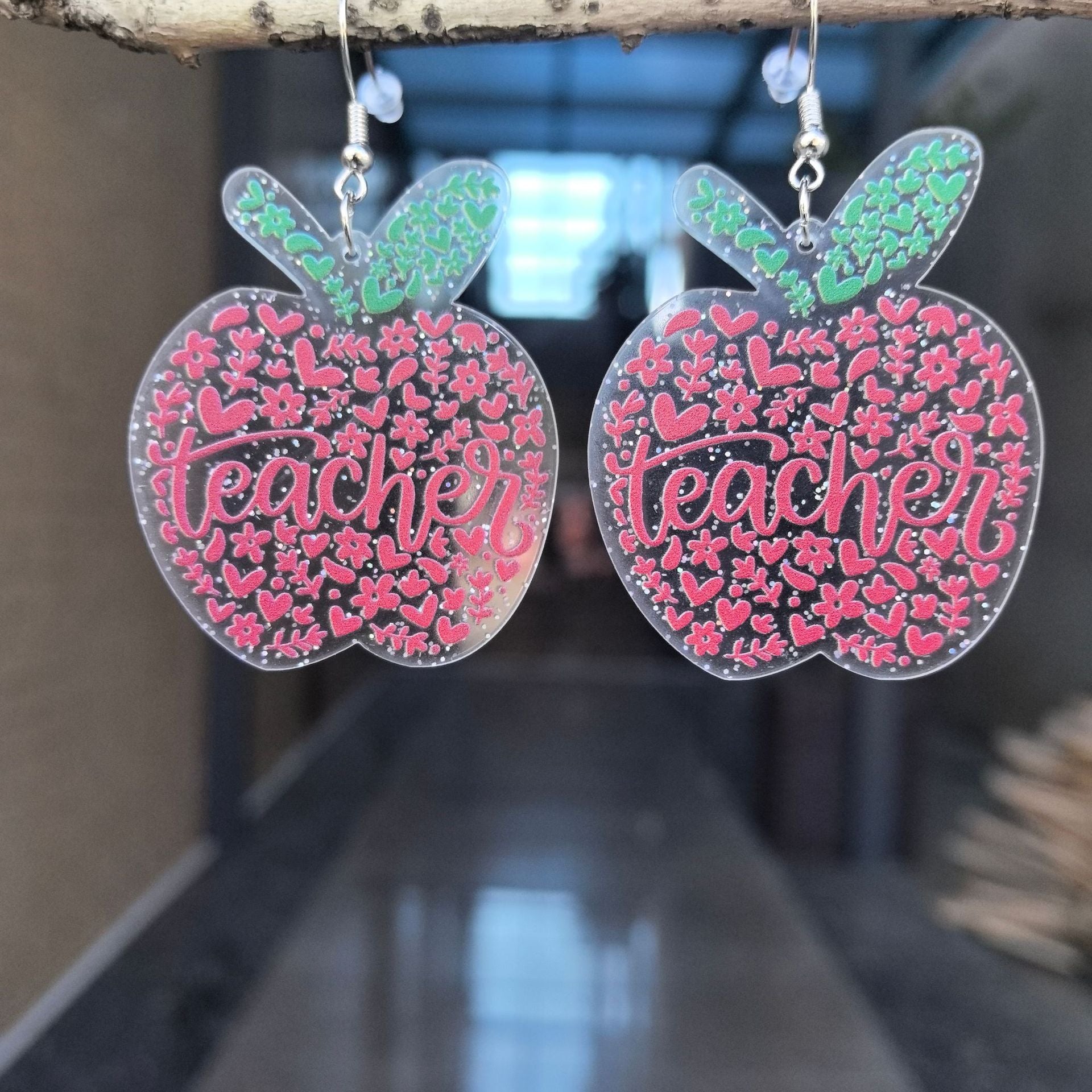 Wholesale 2PCS/Pack School Season Graduation Season Acrylic Earrings Apple English Letter Sweet Holiday Gift Earrings