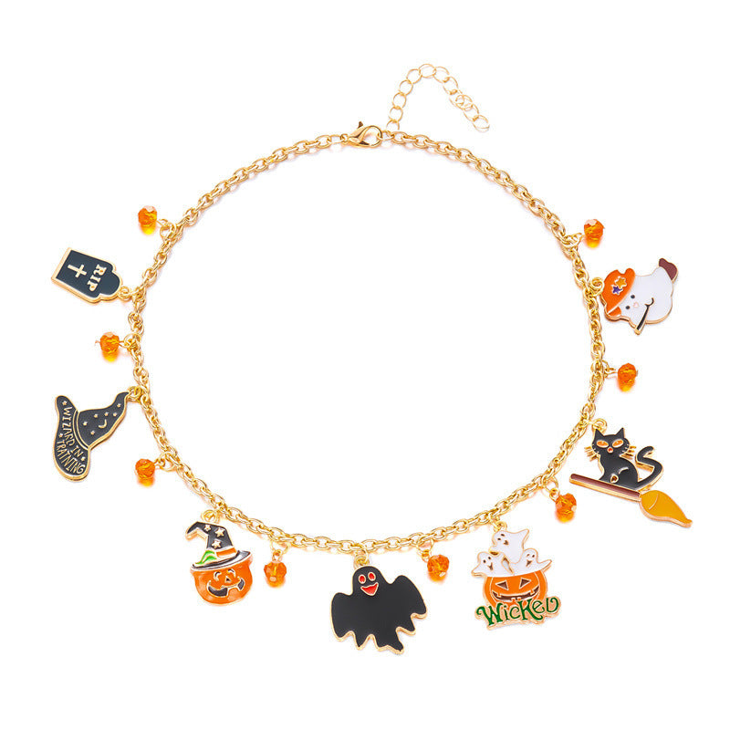 Wholesale  Cat Pumpkin Funny Cartoon Pendant Necklace