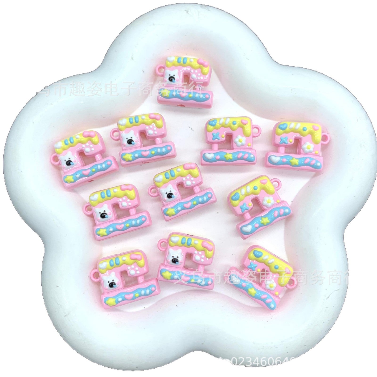 Wholesale 10pcs  Hand-painted beads on a sewing machine  Acrylic Beads