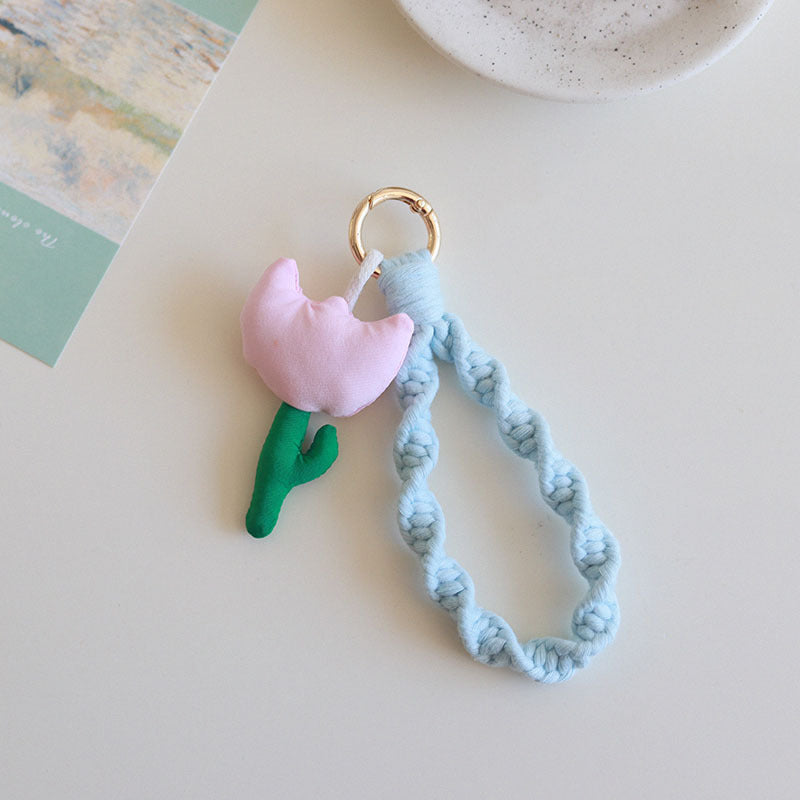 Wholesale Cotton Rope Tulip Handwoven Wrist Strap Keychain