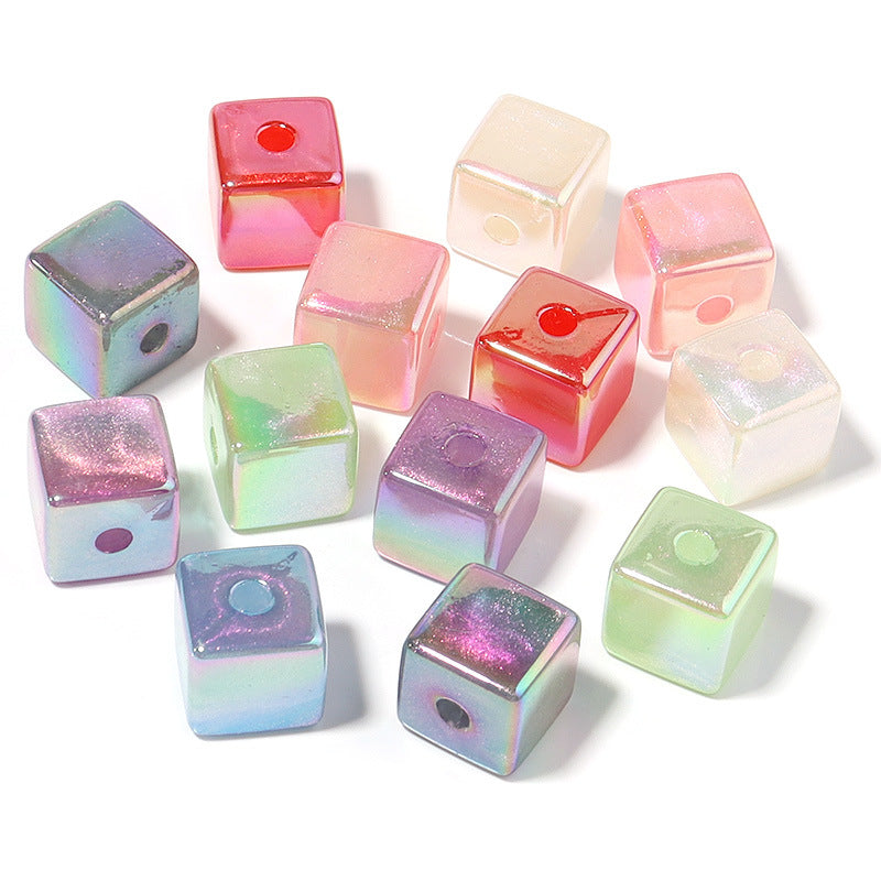 Wholesale 10pcs Printed Square Starry Sky Acrylic Beads