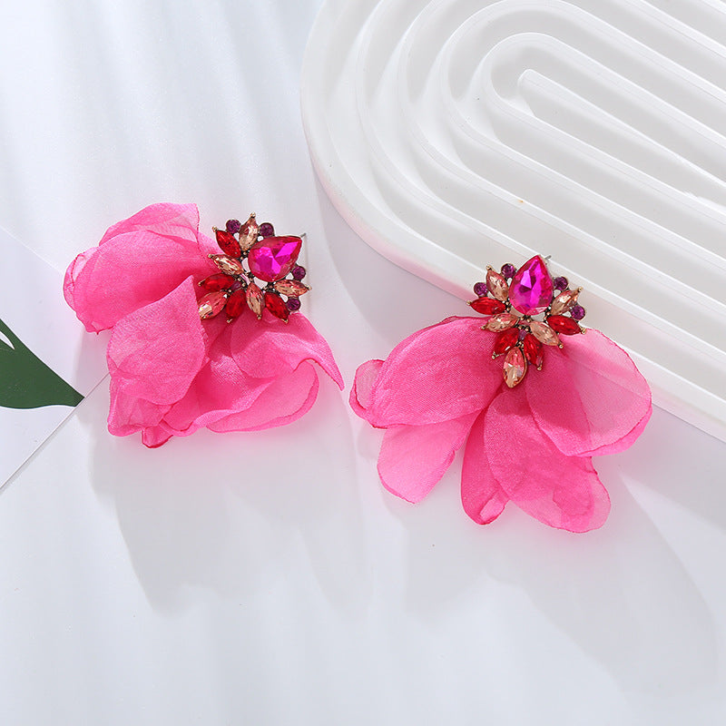 Wholesale Mesh Flower Earrings