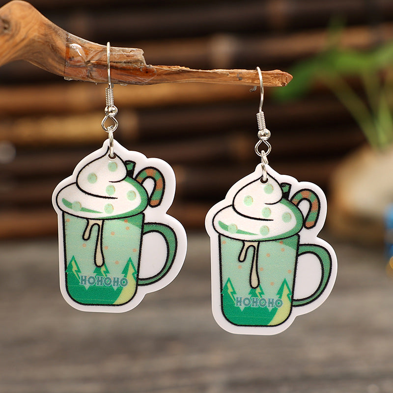 Wholesale Cartoon Milk Tea Cup Acrylic Earrings