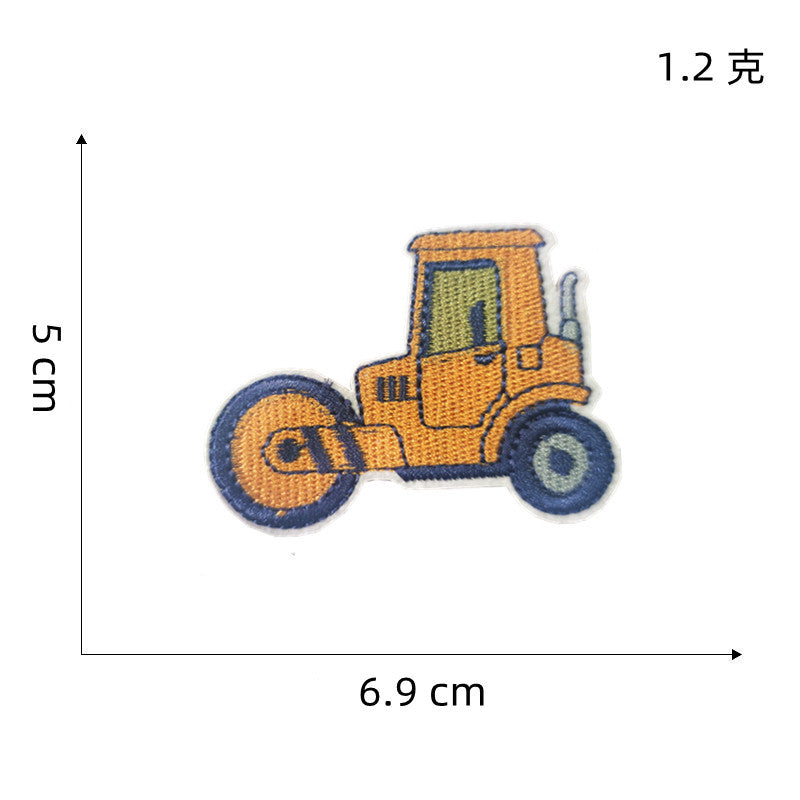 Wholesale Excavator Cartoon Embroidered Patch Polyester Iron On Sewing Craft Clothing Decoration Boutique Resale Accessory