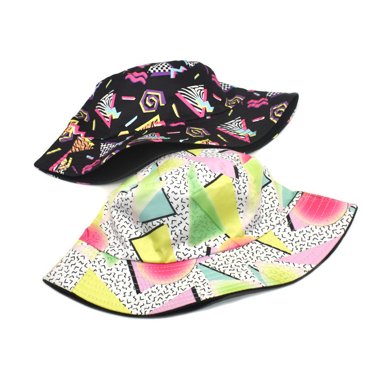 Wholesale Geometric Diamond Pattern Graffiti Sun Hat