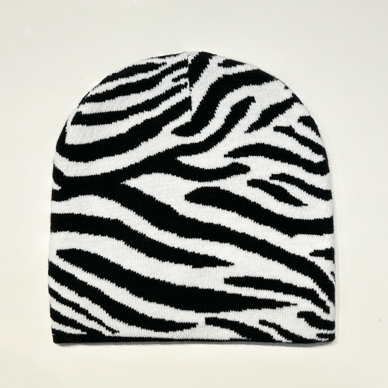 Wholesale Acrylic Black and White Zebra Patterned Wool Hats