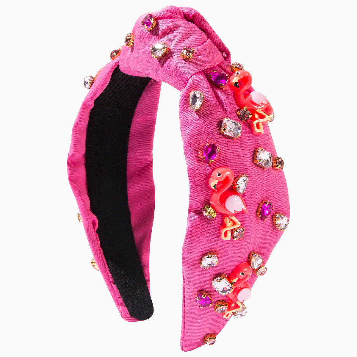 Wholesale Flamingo Feather Accessories Hand Sewn Rhinestone Gold Beads Headband