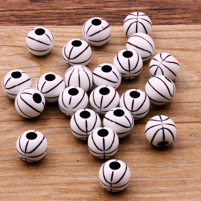 Wholesale 10pcs Resin Basketball Rugby Soccer Big Hole Beads