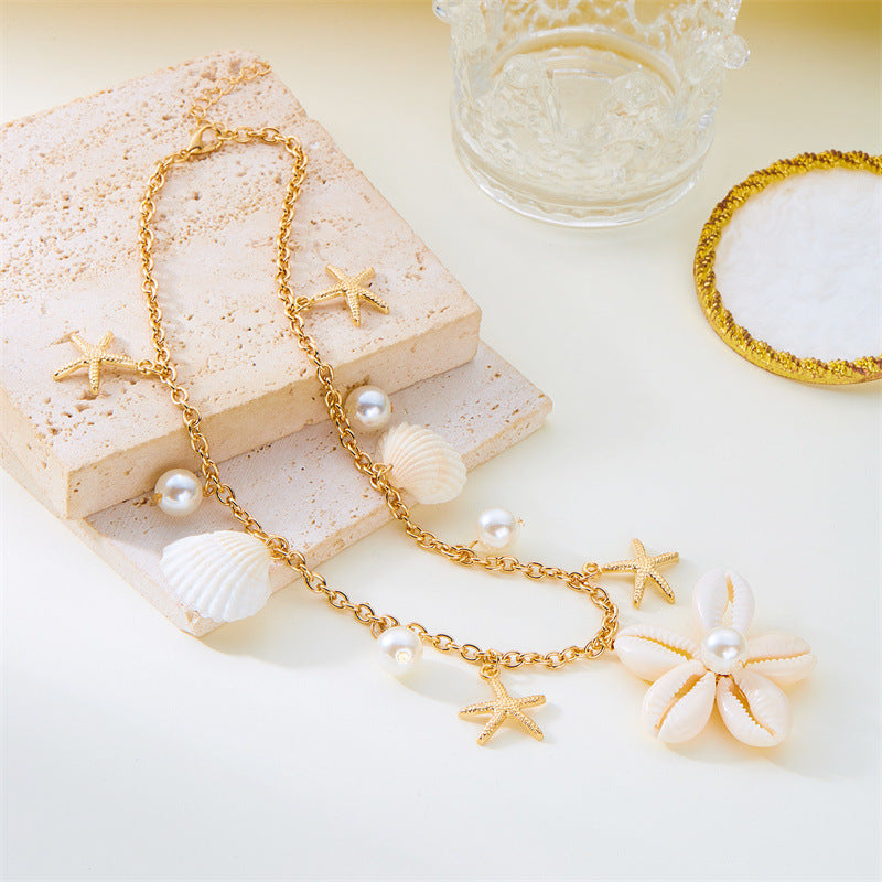 Wholesale Hand-woven shell flower necklace