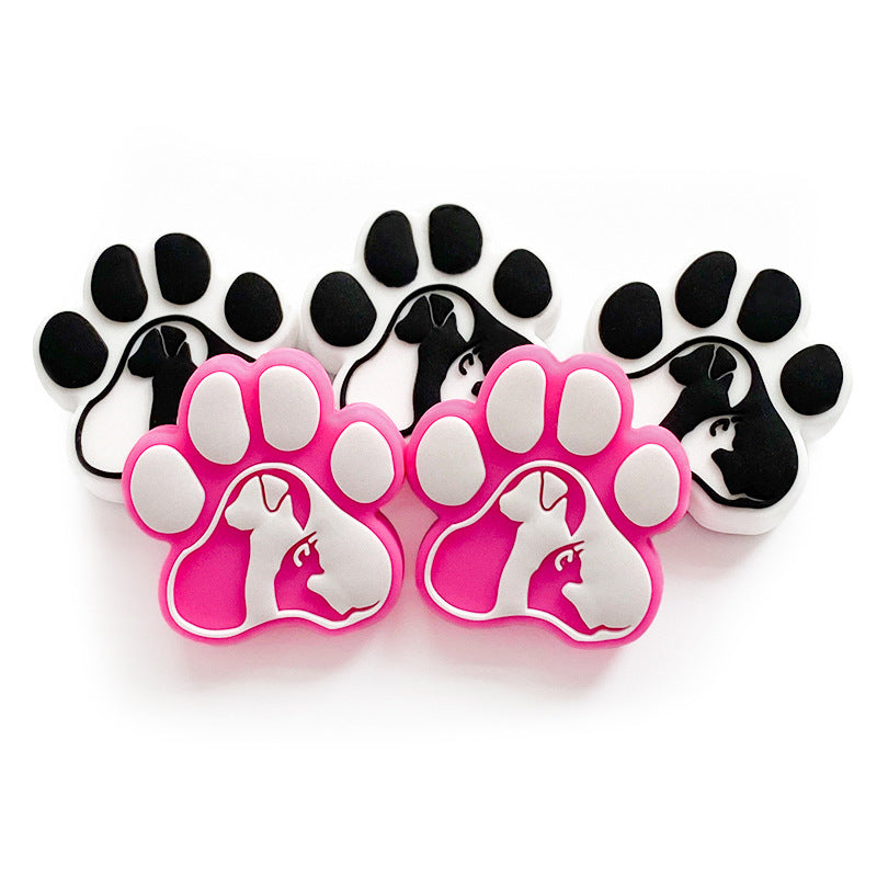 Wholesale 10PCS Creative Dog Paw Print Silicone Beads