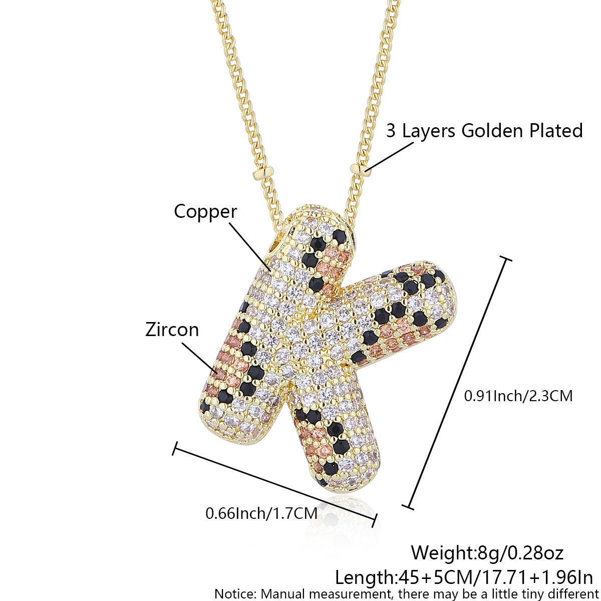 Wholesale Leopard Print Letter Necklace Copper Plated Real Gold Full Diamond Zircon Necklace Fashion English Letter Necklace Women