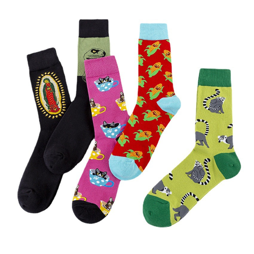 Wholesale Cotton Colored Cartoon Men's Stockings