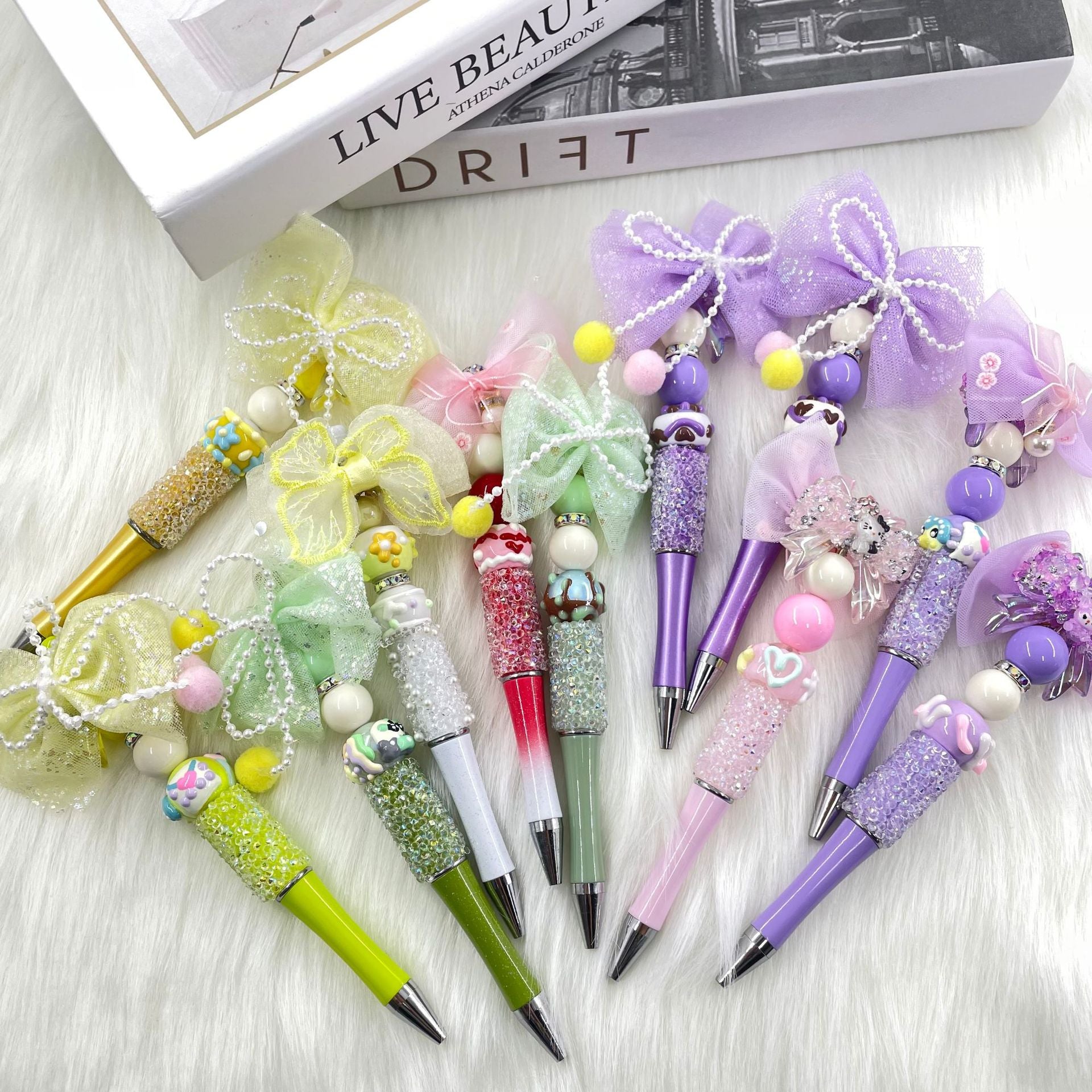 Wholesale Creative Crystal Bow Beaded DIY Finished Beaded Pen