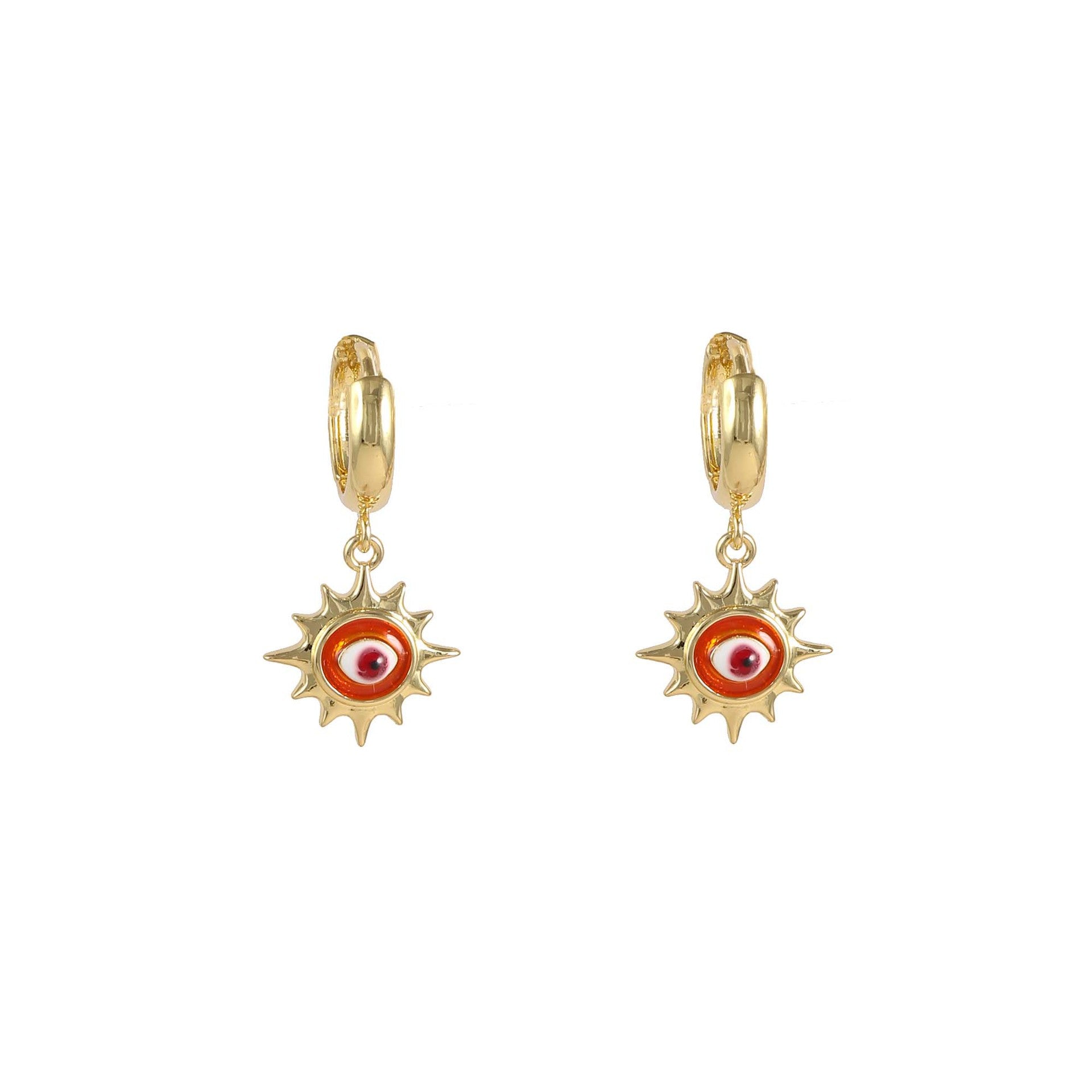 Wholesale Sunflower Devil' s Eye Earrings Copper Gold-Plated Niche Creative Earrings