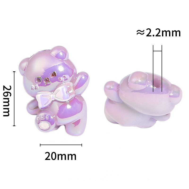 Wholesale Random 100pcs Cartoon Cream Bow Tie Bear Acrylic Beads