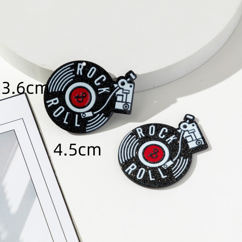 Wholesale 10pcs Retro Phonograph DJ Acrylic Double-sided Color DIY Accessories