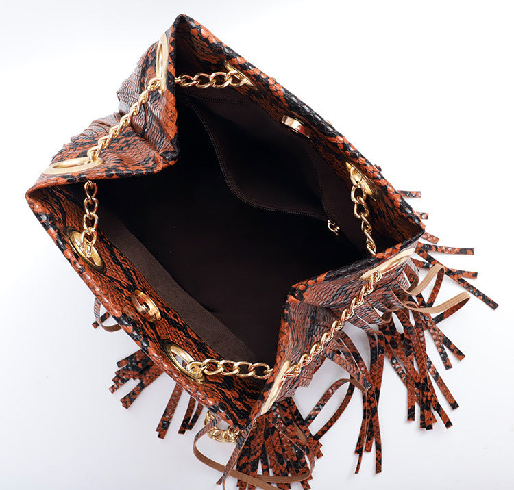 Bolsa de hombro de la cadena de patrón de serpiente de PU al por mayor