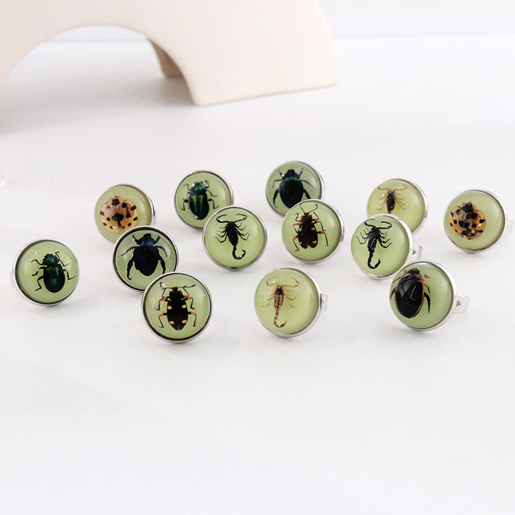 Wholesale 12pcs Luminous Fashion Real Insect Scorpion Resin Rings