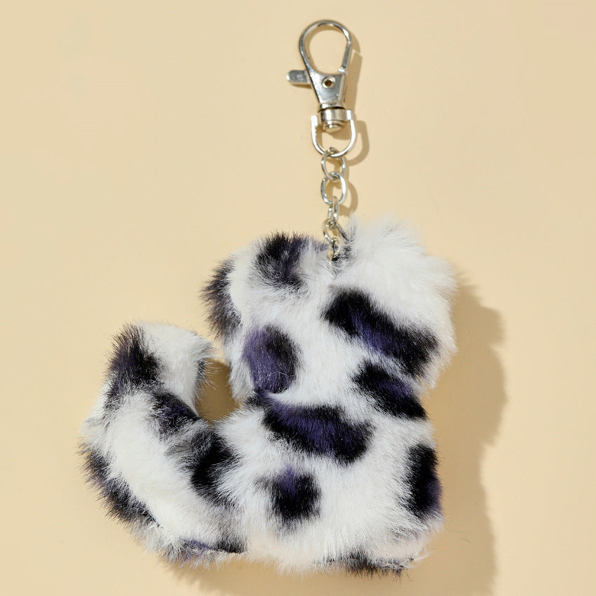 Wholesale Leopard Patterned Kitten Fur Ball Keychain