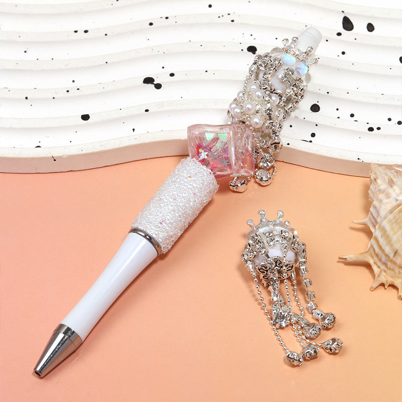 Wholesale 5pcs rhinestone studded bead cat eye crown tassel diamond beads
