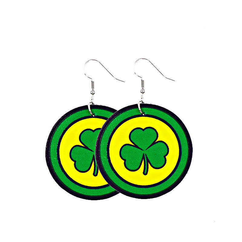 Wholesale 30PCS Clover Hat St. Parker's Day Leather Earrings