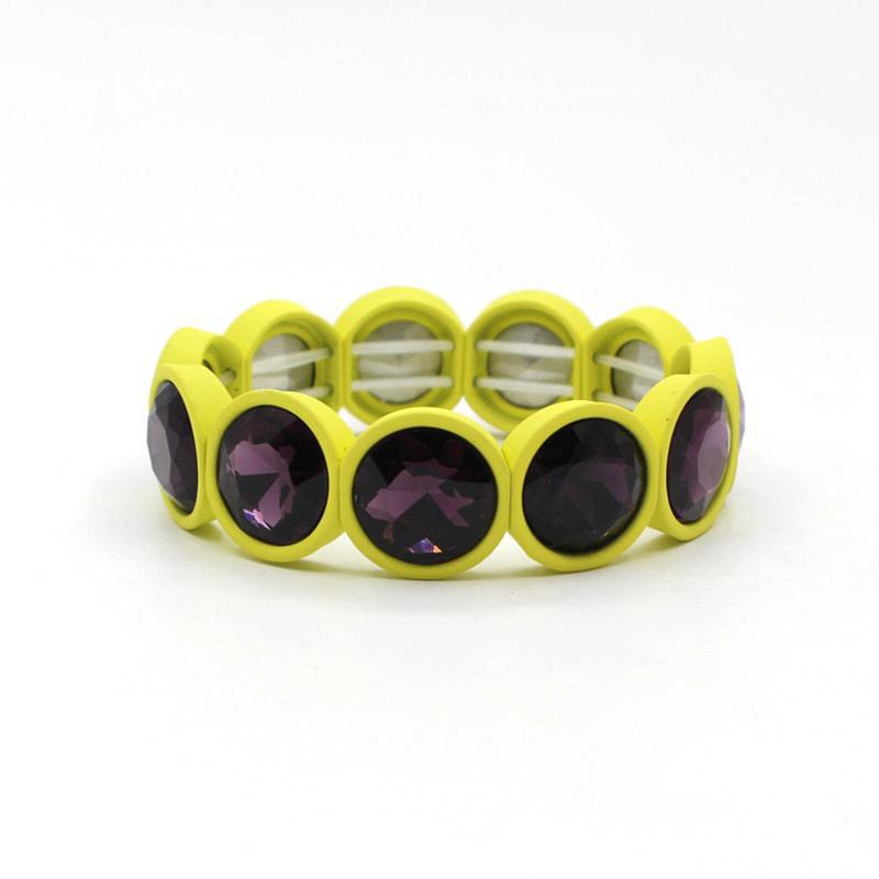 Wholesale Enamel Colored Rubber Lacquer Gemstone Flower Crystal Colored Glass Bracelet