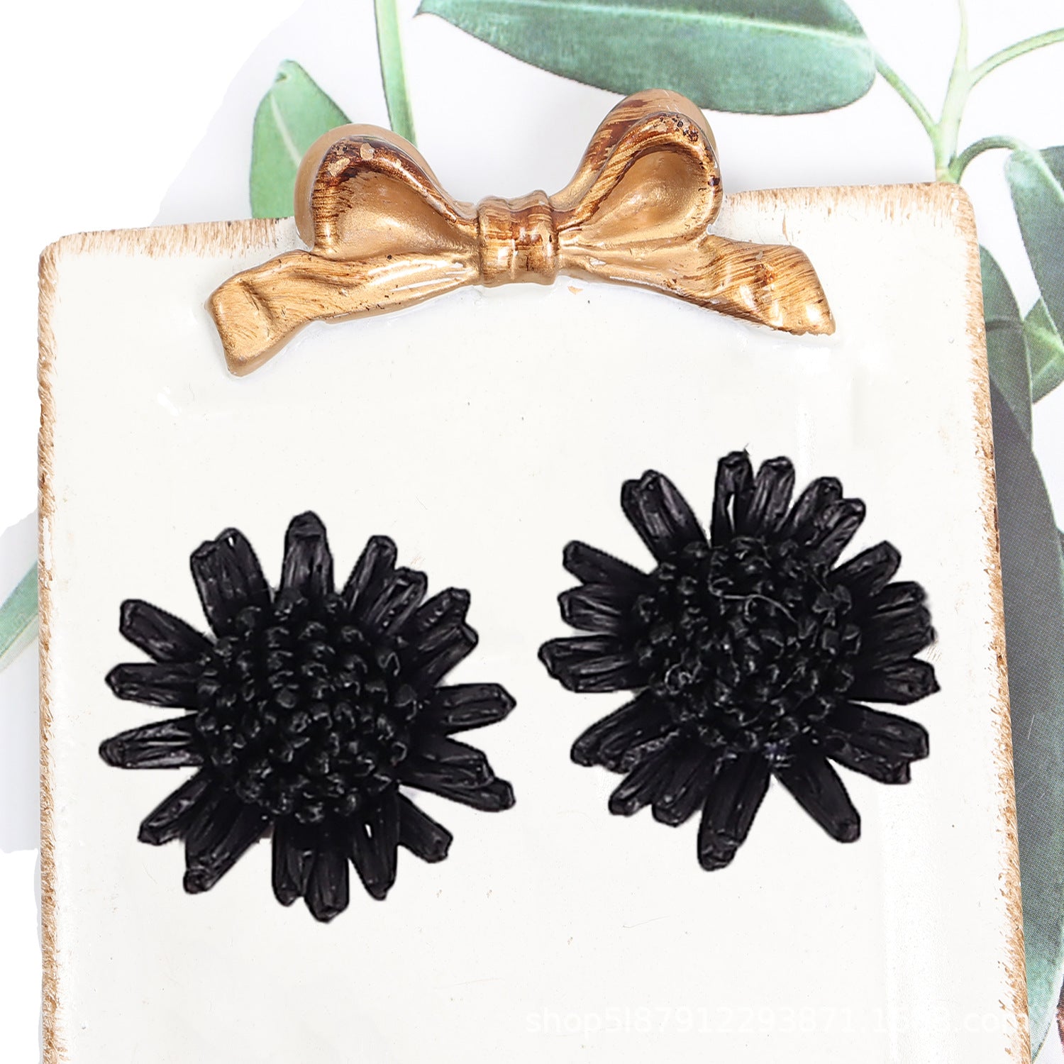 Wholesale Raffia Braided Daisy Bohemian Earrings