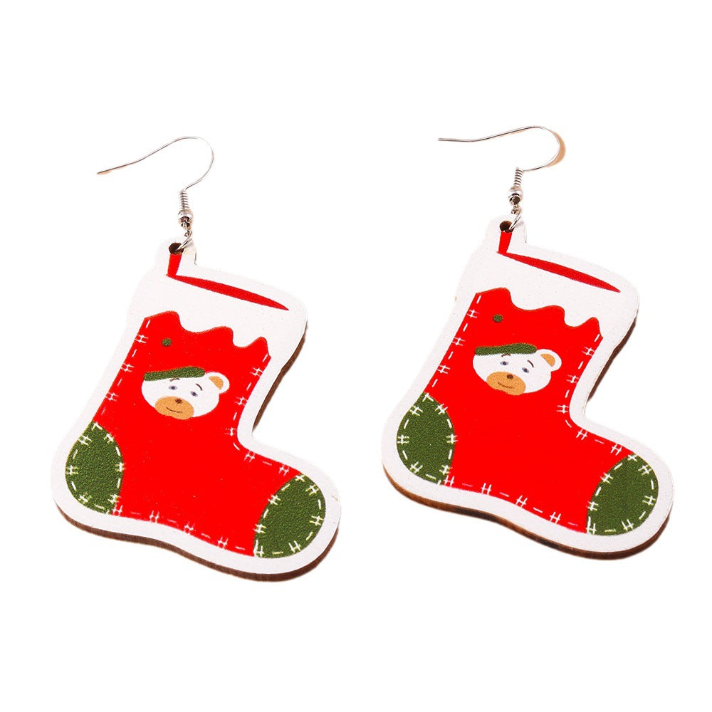 Wholesale Christmas Socks Earrings Cartoon Creative Cute  Plastic Snowflake Earrings