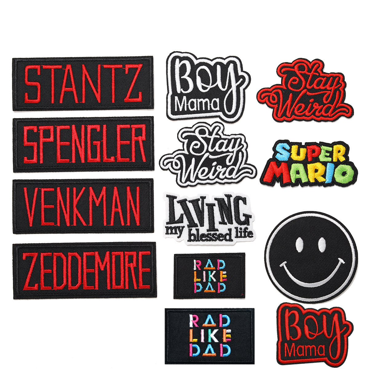 Wholesale Trendy Embroidered Letter Patches Set Of 4 Black Twill Badges For Clothing Decorative Resale Accessory