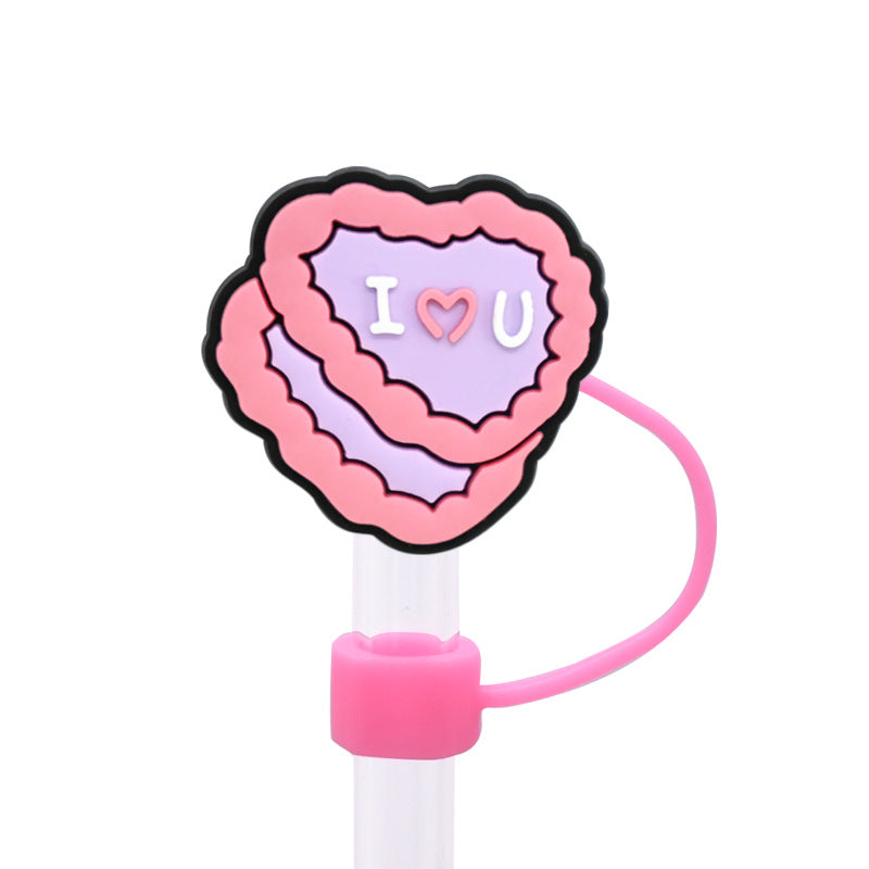 Wholesale Random 100pcs 10mm  Valentine' s Day dust plug straw accessories