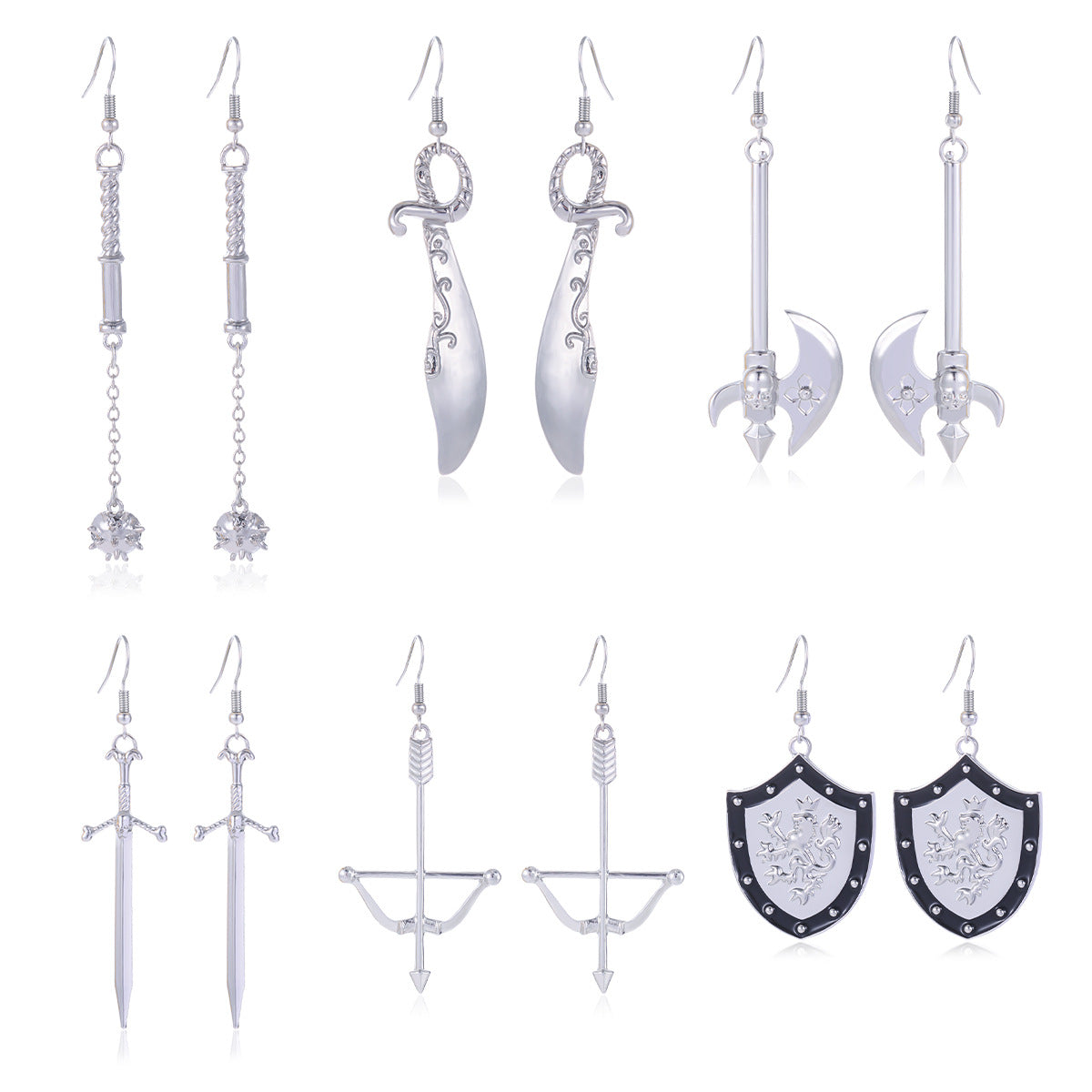 Wholesale Gothic Medieval Sword Earrings Silver Chain Cross Drop Jewelry Accessory Party Style