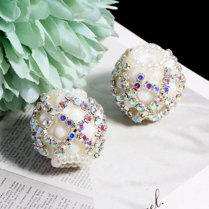 Wholesale 5pcs Diamond-shaped Flower Pattern Hollowed-out Snowflake  Crystal Beads