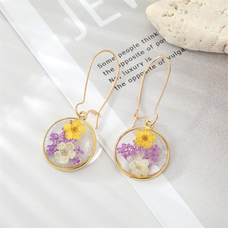 Wholesale Bohemian Colored Dried Flower Earrings