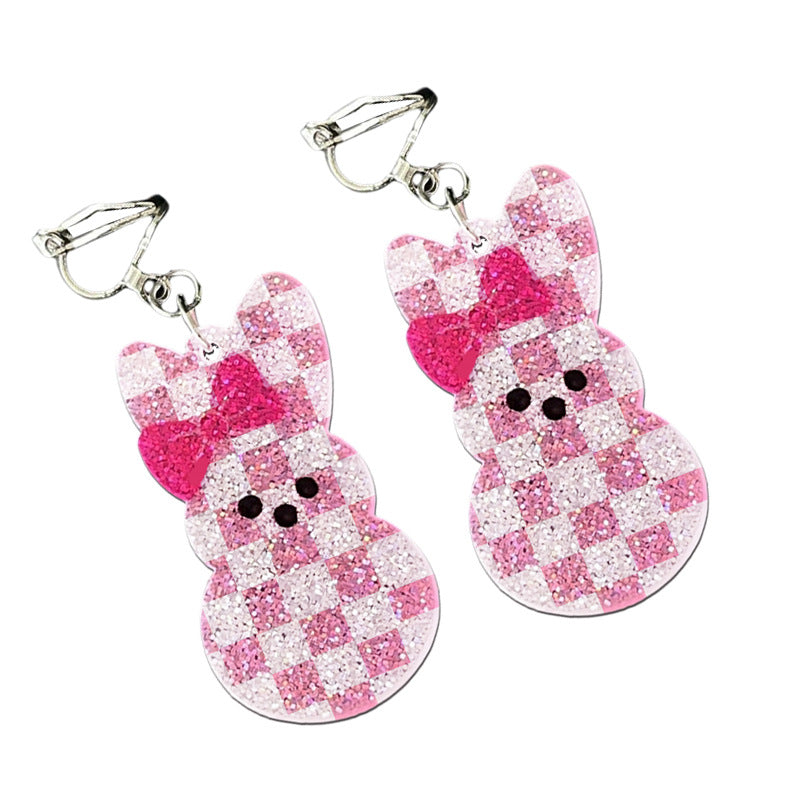 Wholesale 2pcs Easter Children Little Girl Rabbit Text Mushroom Element Shiny Earrings