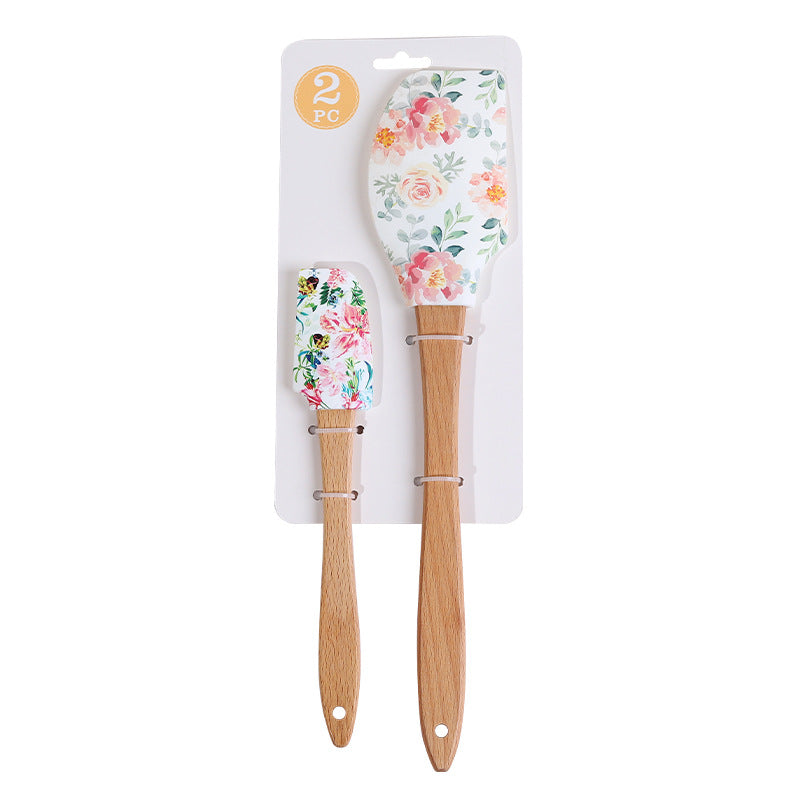 Wholesale Large and Small Set Cake Cream Spatula Wooden Handle Spatula