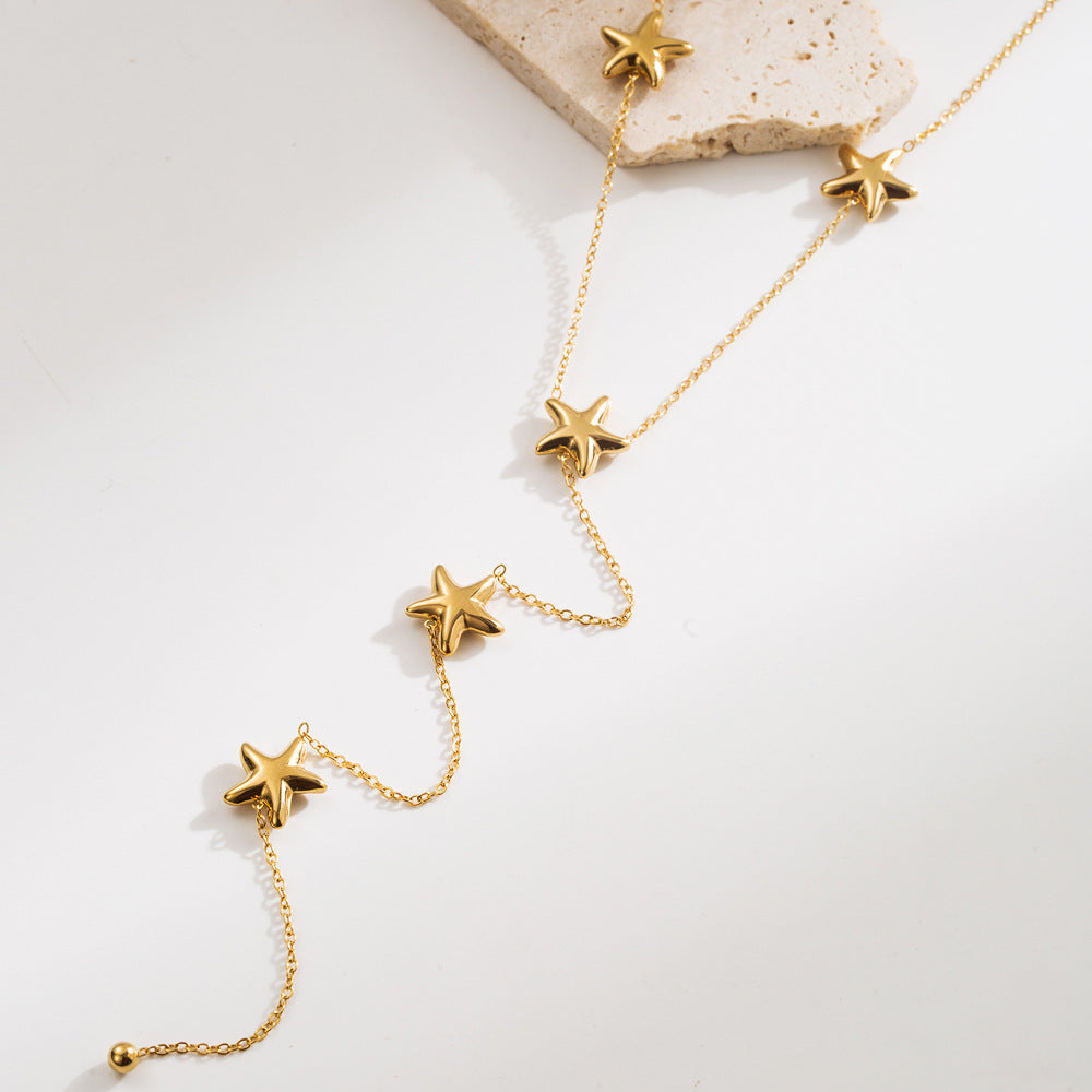 Wholesale Geometric double-layer necklace titanium steel clavicle chain