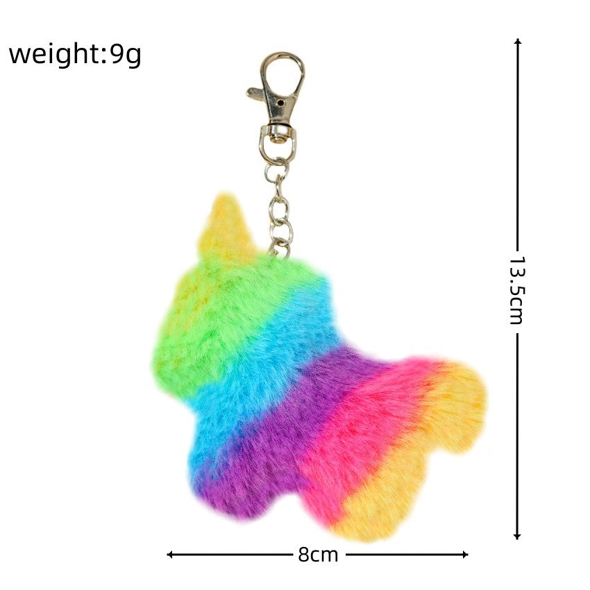 Wholesale Rainbow Stripe Unicorn Plush Keychain