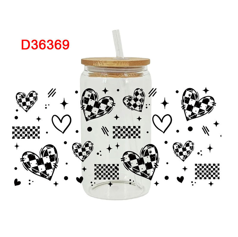 Wholesale UV transfer sticker glass cup crystal label crystal sticker 16OZ UV DTF WRAPS