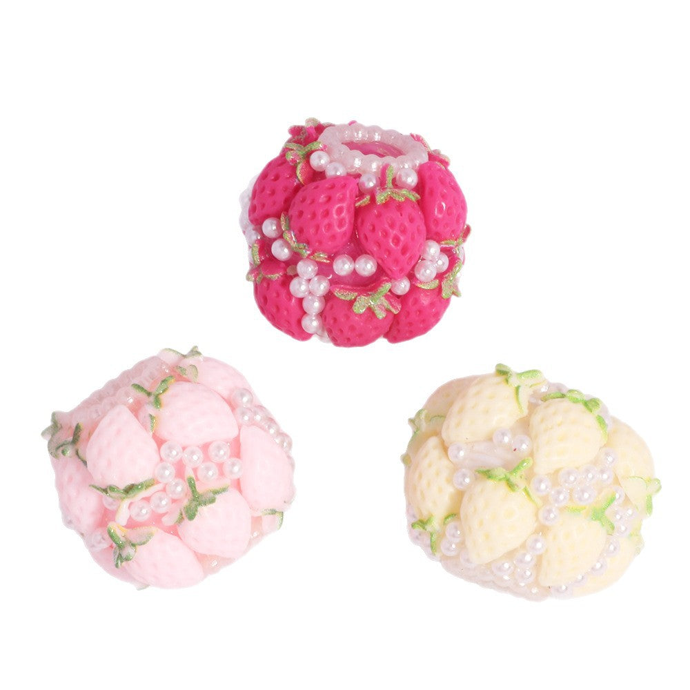 Wholesale 5pcs Polymer clay double layer strawberry beads straight hole loose beads beaded DIY accessories