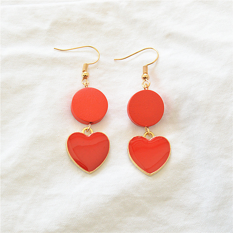 Wholesale Valentine's Day  Love Love Drop Oil Alloy Earrings