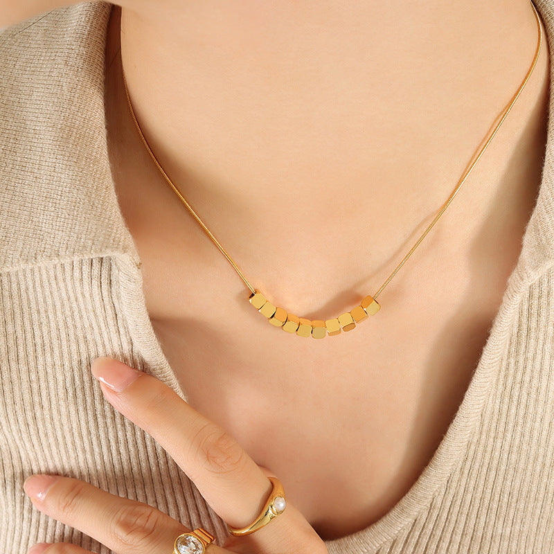 Wholesale Titanium Steel 18k Gold Plated Geometric Square Necklace