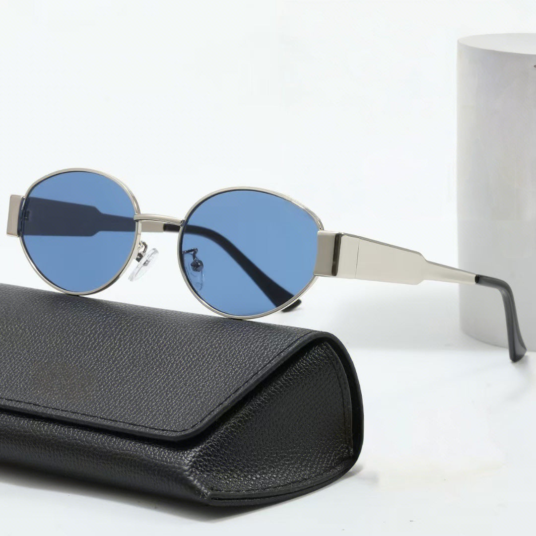 Wholesale Retro old money style metal oval sunglasses