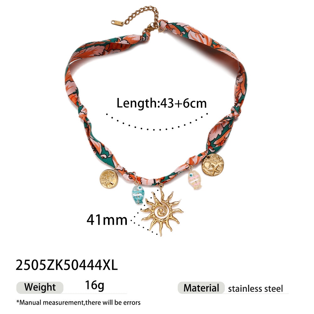 Wholesale Tina European and American Stainless Steel Pendant Necklace Sweet Cool Sexy Style Silk f Braided Colorful Necklace Clavicle Chain Necklace Jewelry