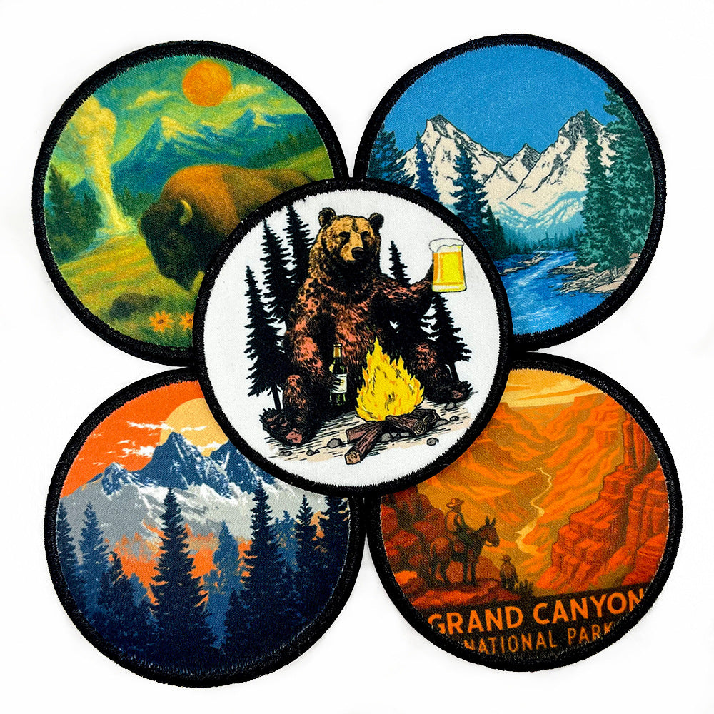 Wholesale Trendy Polyester Embroidered Patches Iron On Heat Transfer Applique For Outdoor Hiking Clothing DIY Accessory