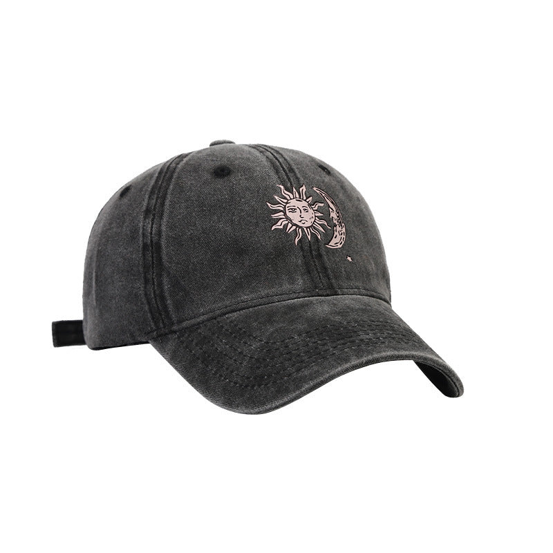 Wholesale Cotton Sun Moon Pattern Soft Top Baseball Cap