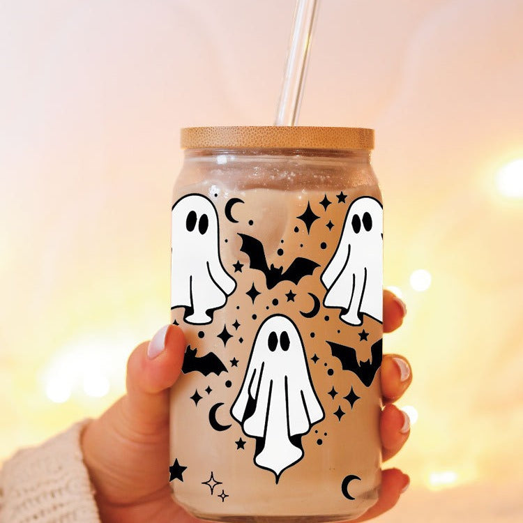 Wholesale Pumpkin Cat Ghost Halloween 16oz Cup UV DTF Wraps