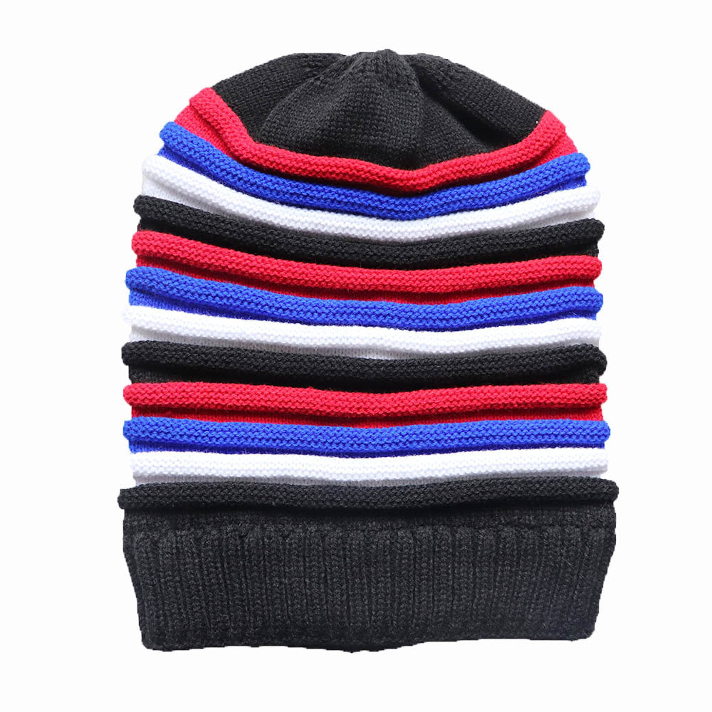 Wholesale Autumn and Winter Rainbow Striped Long Beanie