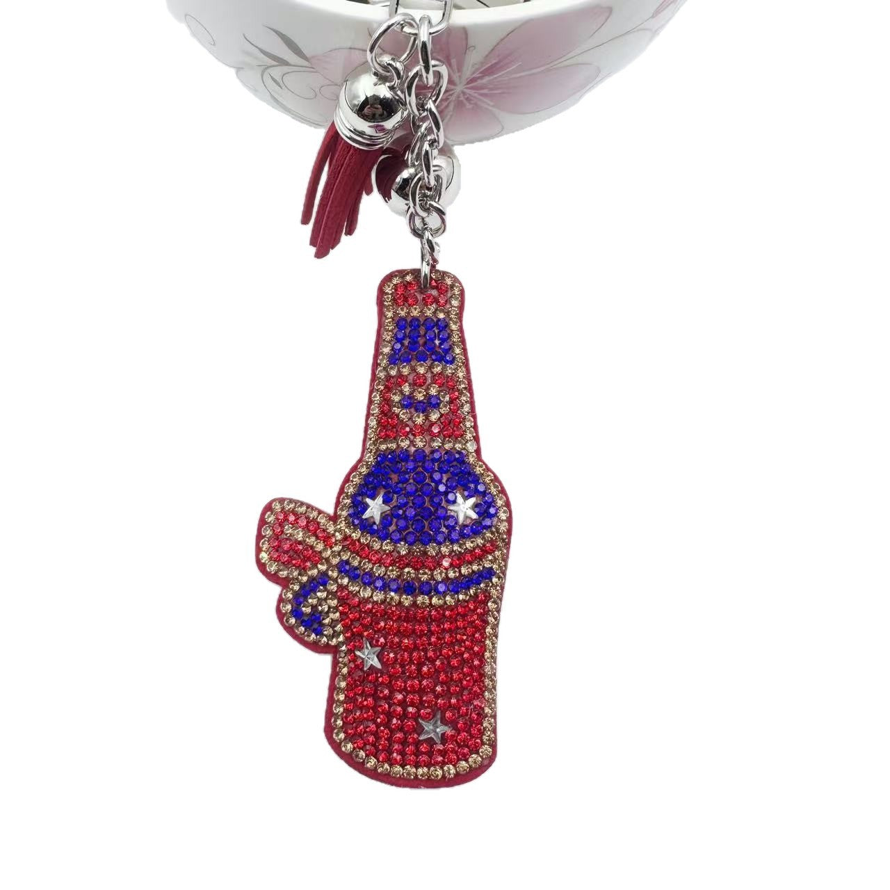 Wholesale Rhinestone Wine Bottle Keychain With Tassel Fashion Accessory For Gift Giving Boutique Resale