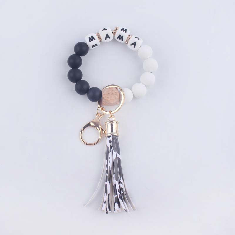 Wholesale Mother's Day MAMA Letter Silicone Beaded Wrist Keychain