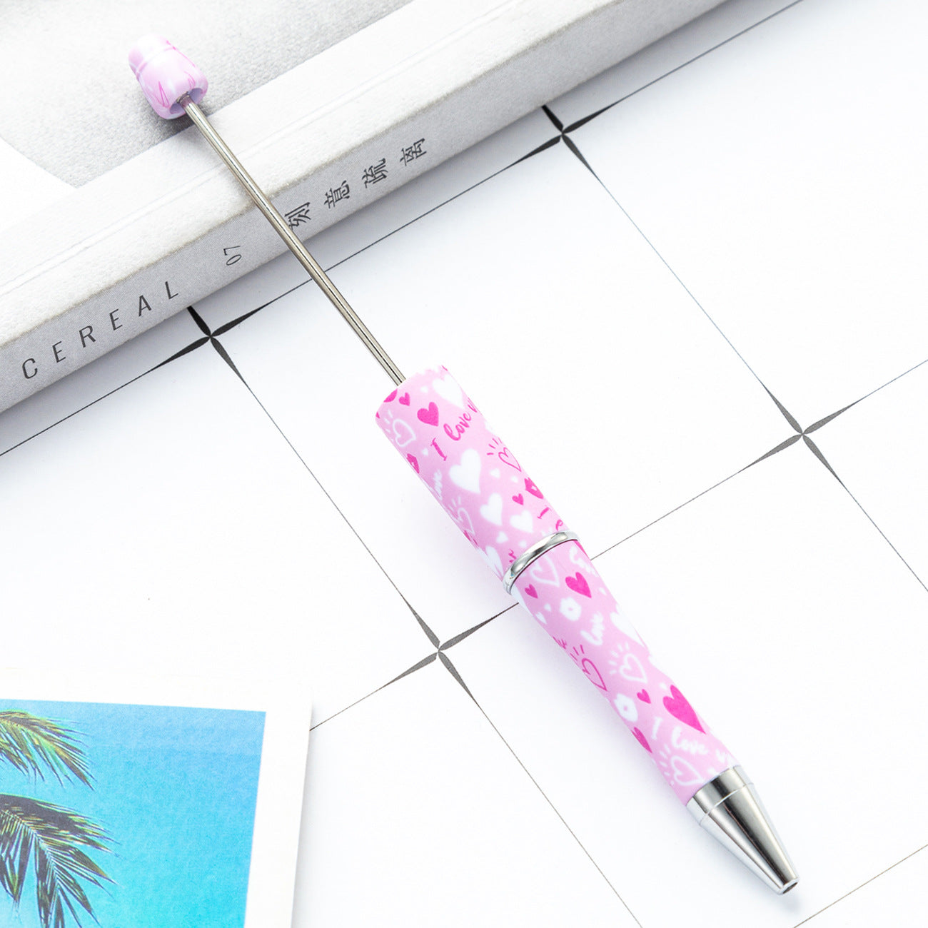 Wholesale Valentine's Day Plastic Beaded Pens DIY Beadable Pens